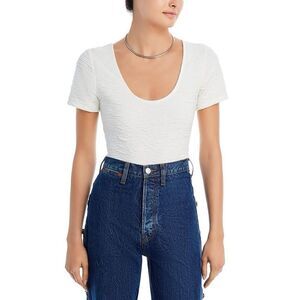Good American NWT Textured Scoop Neck Cropped in ivory size 2